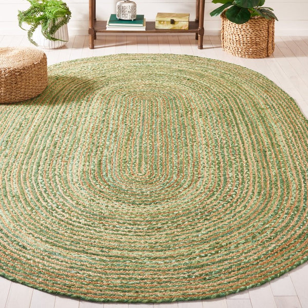 Safavieh Cape Cod Oval Jute Cotton Flatweave Rug Handwoven Striped Bohemian Coastal Accent CAP202Y-3OV