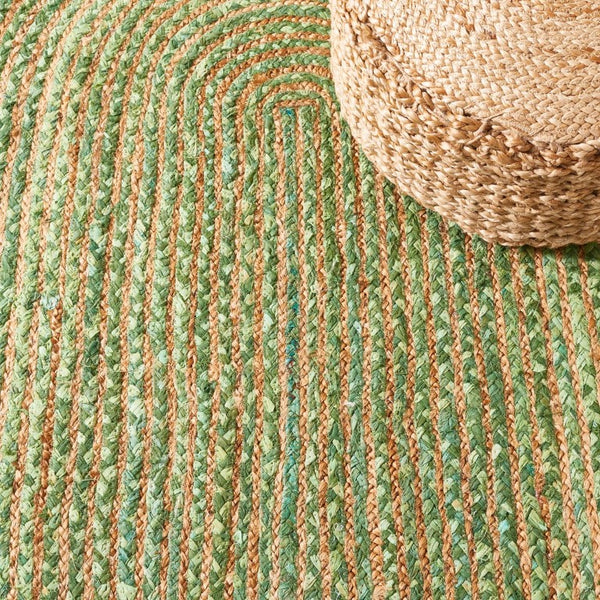 Safavieh Cape Cod Handwoven Jute Cotton Oval Striped Rug for Bohemian Living Rooms CAP202Y-5OV