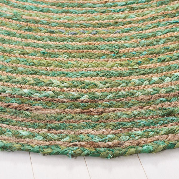 Safavieh Cape Cod Hand Woven Jute Cotton Round Rug Striped Bohemian Accent for Living Rooms CAP202Y-5R
