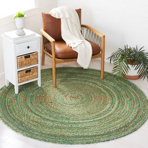 Safavieh Cape Cod Hand Woven Jute Cotton Round Rug Striped Bohemian Accent for Living Rooms CAP202Y-5R