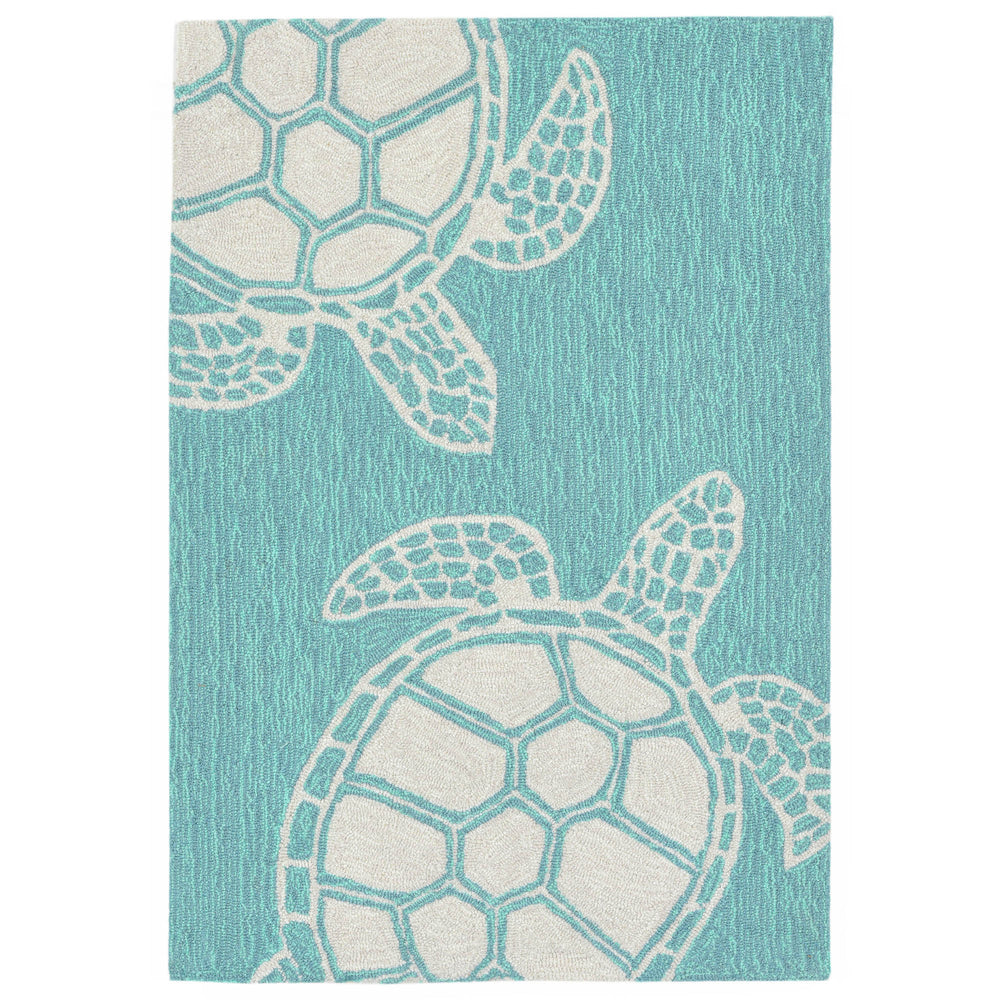 Trans Ocean Liora Manne Capri Turtle Handmade Indoor/Outdoor Area Rug - Vibrant Coastal Design For Any Space Blue Polyester,Acrylic Cap12163404