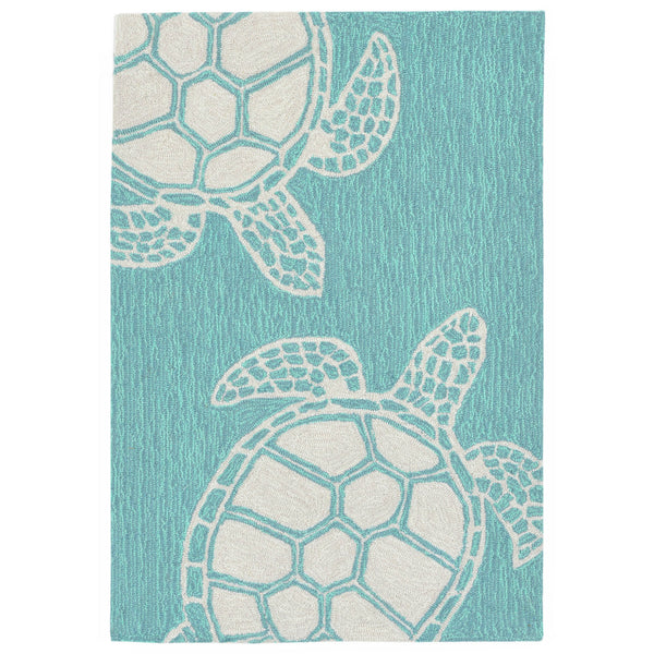 Trans Ocean Liora Manne Capri Turtle Handmade Indoor/Outdoor Area Rug - Vibrant Coastal Design For Any Space Blue Polyester,Acrylic Cap12163404