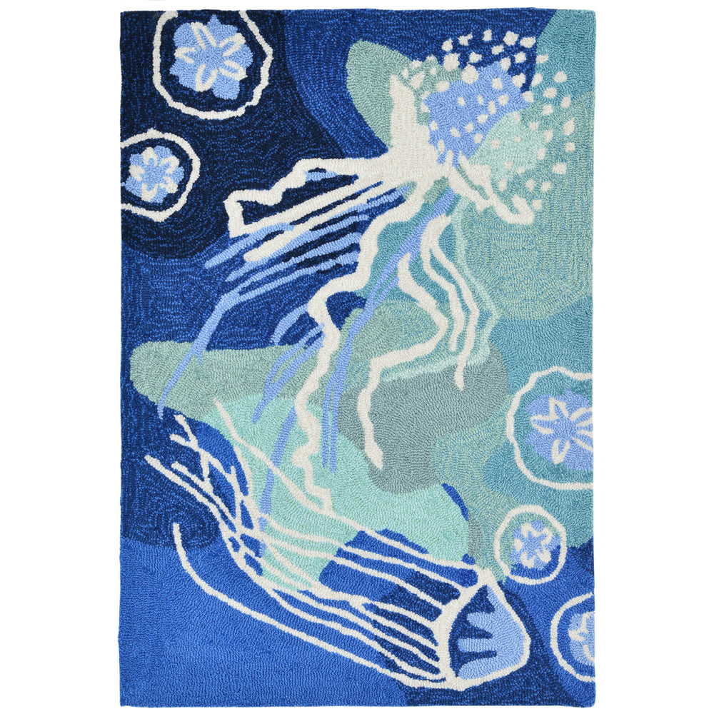 Trans Ocean Liora Manne Capri Jelly Fish Indoor/Outdoor Area Rug - Vibrant Coastal Design For Any Space Blue Polyester,Acrylic Cap12166504