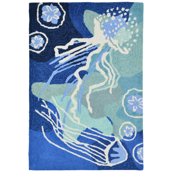 Trans Ocean Liora Manne Capri Jelly Fish Indoor/Outdoor Area Rug - Vibrant Coastal Design For Any Space Blue Polyester,Acrylic Cap12166504