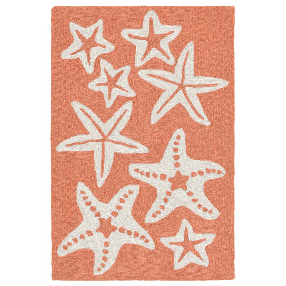 Trans Ocean Liora Manne Capri Starfish Indoor/Outdoor Area Rug - Durable, Colorful Coastal Design For Any Space Orange Polyester,Acrylic Cap12166718