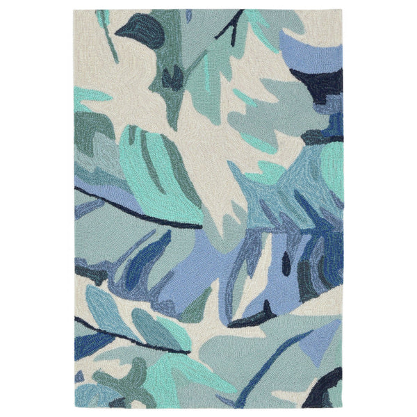 Trans Ocean Liora Manne Capri Palm Leaf Indoor/Outdoor Area Rug - Vibrant Botanical Design For Any Space Blue Polyester,Acrylic Cap23166803