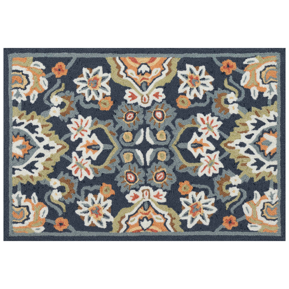 Trans Ocean Liora Manne Capri Petra Indoor/Outdoor Area Rug – Durable, Handmade, Traditional Persian Design Decor Navy Polyester,Acrylic Cap23175733