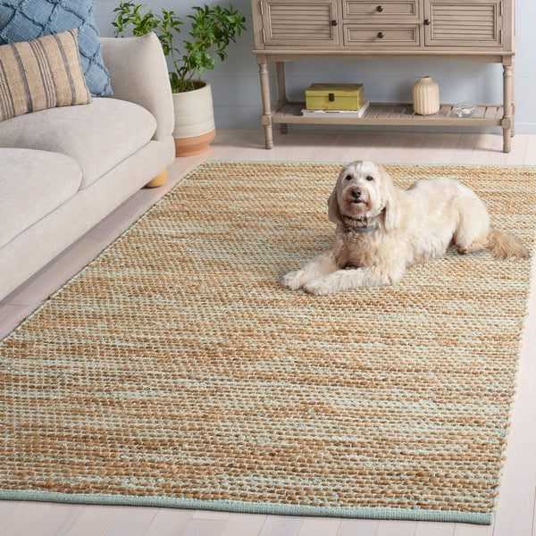 Safavieh Cape Cod Coastal Handwoven Jute & Cotton Rug In Turquoise And Natural Tones, Low-Profile Durable Design 6'-0" x 9'-0" CAP236K-6