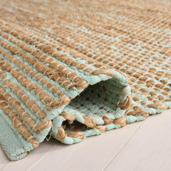 Safavieh Cape Handwoven Jute-Cotton Area Rug In Turquoise And Natural Tones — Coastal Texture, Durable Charm 4'-0" x 6'-0" CAP236K-4