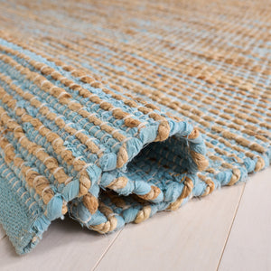 Safavieh Cape Coastal Blue & Natural Handwoven Jute Cotton Rug — Eco-Friendly Texture, Timeless Coastal Style 4'-0" x 6'-0" CAP236M-4