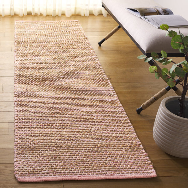 Safavieh Cape Jute And Cotton Handwoven Blush Pink Rug With Natural Tones, Low-Profile Pile, Coastal Charm 3'-0" x 5'-0" CAP236U-3
