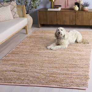 Safavieh Cape Jute And Cotton Handwoven Blush Pink Rug With Natural Tones, Low-Profile Pile, Coastal Charm 3'-0" x 5'-0" CAP236U-3