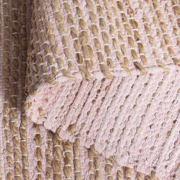 Safavieh Cape Jute And Cotton Handwoven Blush Pink Rug With Natural Tones, Low-Profile Pile, Coastal Charm 3'-0" x 5'-0" CAP236U-3