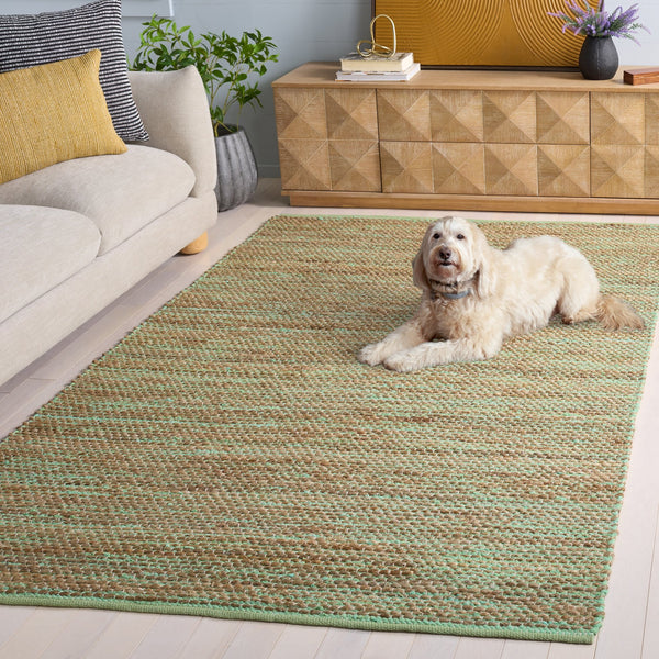 Safavieh Cape Handwoven Jute And Cotton Rug In Coastal Green And Natural Tones — Durable, Low-Profile Charm For Entryways 4'-0" x 6'-0" CAP236Y-4