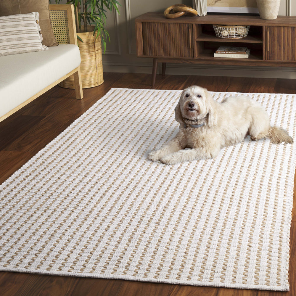 Safavieh Cape Hand-Woven Cotton Rug In Ivory Beige — Low-Profile, Minimalist Texture For Cozy Contemporary Rooms 3'-0" x 5'-0" CAP451B-3