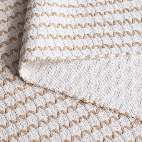 Safavieh Cape Handwoven Cotton Rug In Ivory Beige With Scandinavian Geometric Design, Low-Profile Comfort And Durable Style 5'-0" x 8'-0" CAP451B-5