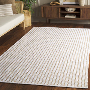 Safavieh Cape Hand-Woven Ivory Beige Cotton Area Rug, Low-Profile Pile, Scandinavian Geometric Style For Cozy Rooms 6'-0" x 6'-0" CAP451B-6SQ