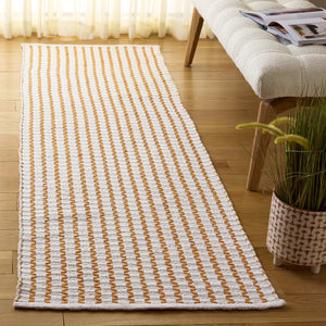 Safavieh Cape Elegant Hand-Woven Runner In Ivory And Gold — Scandinavian Geometric Design, Low-Profile Cotton Finish 2'-3" x 8'-0" CAP451D-28