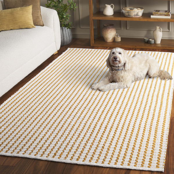 Safavieh Cape Elegant Hand-Woven Runner In Ivory And Gold — Scandinavian Geometric Design, Low-Profile Cotton Finish 2'-3" x 8'-0" CAP451D-28