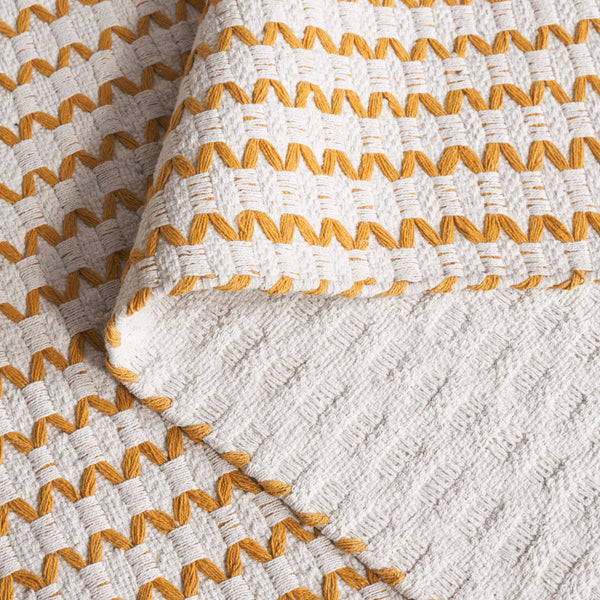 Safavieh Cape Elegant Hand-Woven Runner In Ivory And Gold — Scandinavian Geometric Design, Low-Profile Cotton Finish 2'-3" x 8'-0" CAP451D-28