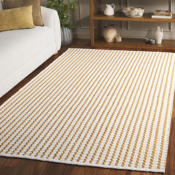 Safavieh Cape Elegant Hand-Woven Runner In Ivory And Gold — Scandinavian Geometric Design, Low-Profile Cotton Finish 2'-3" x 8'-0" CAP451D-28