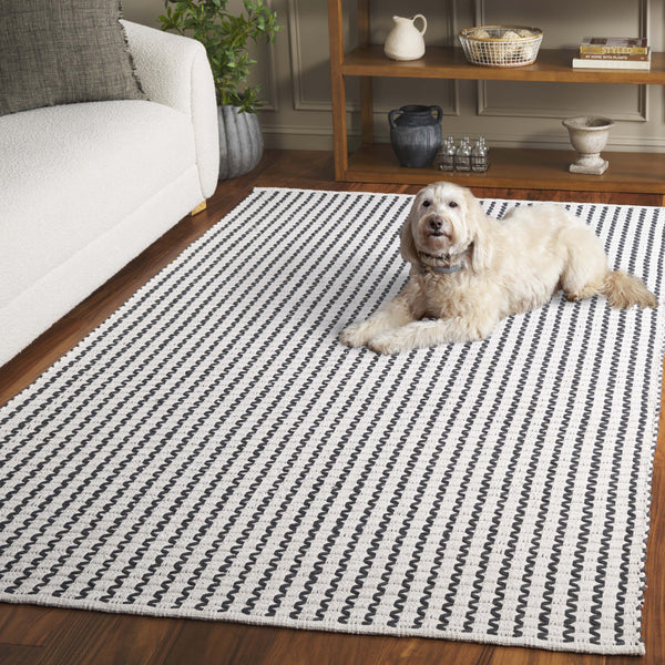 Safavieh Cape Hand-Woven Ivory And Charcoal Area Rug — Soft Cotton Low-Profile Pile, Modern Scandinavian Style 5'-0" x 8'-0" CAP451H-5