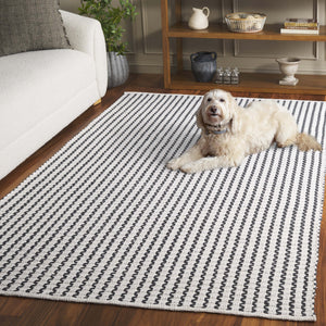Safavieh Cape Handwoven Round Area Rug In Ivory And Charcoal — Low-Profile Cotton Pile, Geometric Modern Style 6'-0" x 6'-0" CAP451H-6R