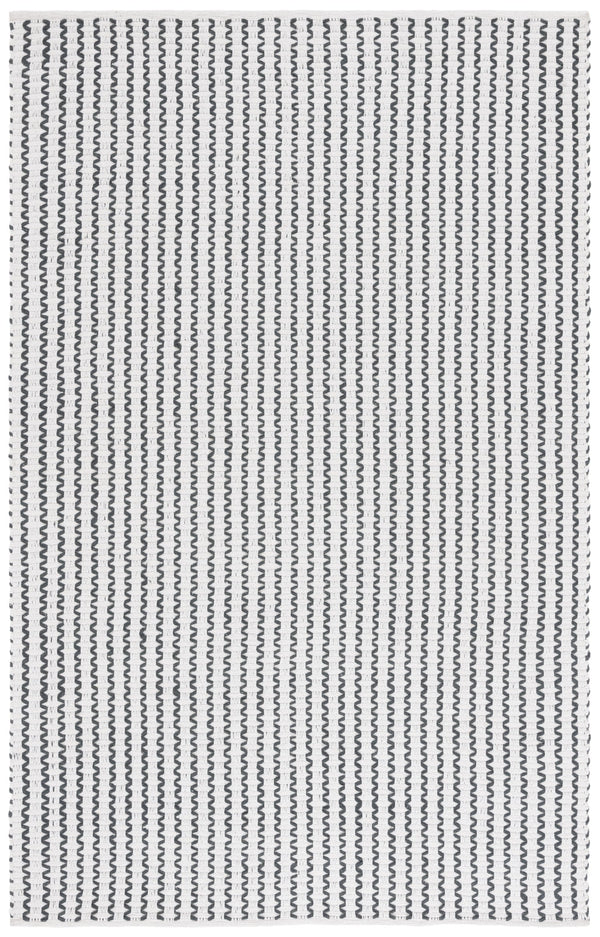 Safavieh Cape Cotton Hand-Woven Ivory & Charcoal Geometric Rug — Slim Low-Profile Texture For Modern Spaces 4'-0" x 6'-0" CAP451H-4