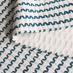 Safavieh Cape Handwoven Cotton Area Rug In Ivory And Teal — Low-Profile Geometric Scandinavian Design, Soft Texture 6'-0" x 9'-0" CAP451J-6