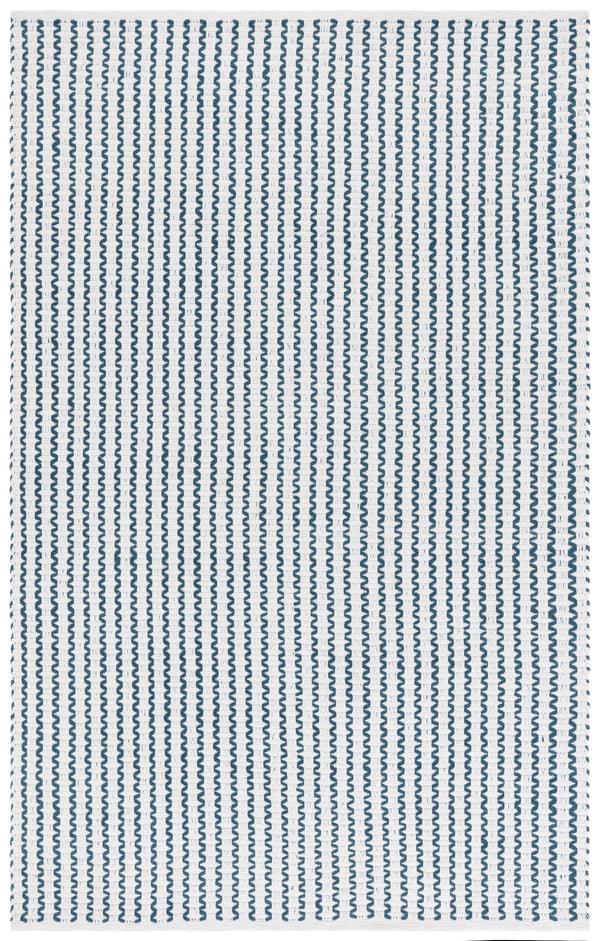 Safavieh Cape Cod Hand-Woven Cotton Runner In Ivory And Teal With Geometric Modern Design, Low-Profile Durable Style 2'-3" x 8'-0" CAP451J-28
