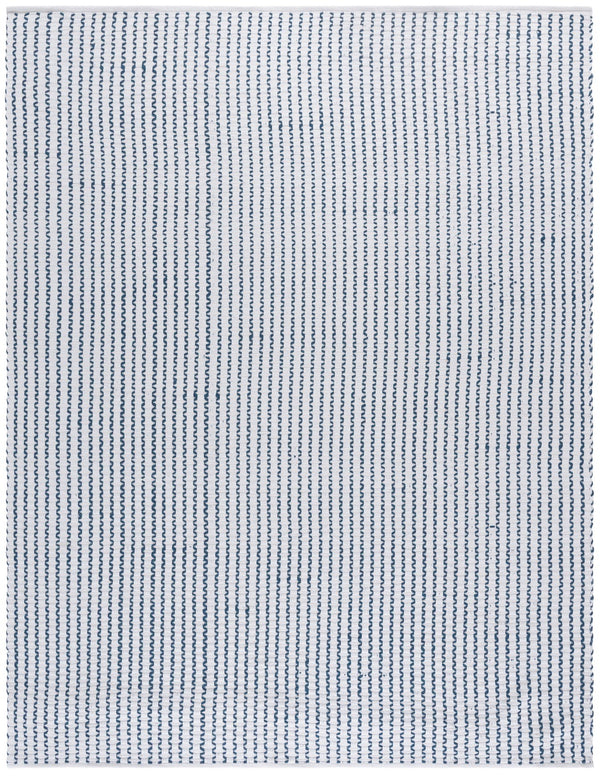 Safavieh Cape Hand-Woven Ivory And Teal Geometric Rug — Scandinavian-Inspired Cotton Pile, Low-Profile Elegance 8'-0" x 10'-0" CAP451J-8