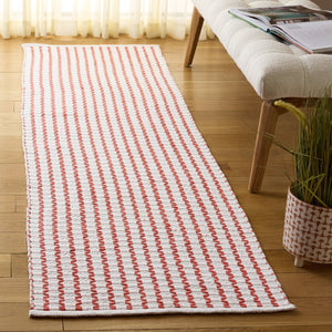 Safavieh Cape Hand-Woven Ivory And Rust Square Area Rug — Scandinavian Geometric Design, Low-Profile Cotton Pile, Durable Elegance 6'-0" x 6'-0" CAP451P-6SQ