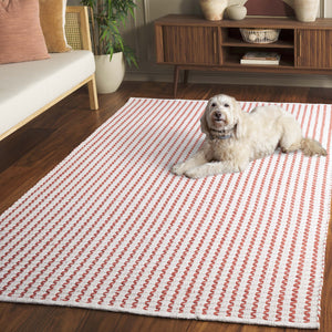 Safavieh Cape Handwoven Ivory And Rust Area Rug — Low-Profile Cotton Pile, Modern Geometric Design For Living Rooms 8'-0" x 10'-0" CAP451P-8