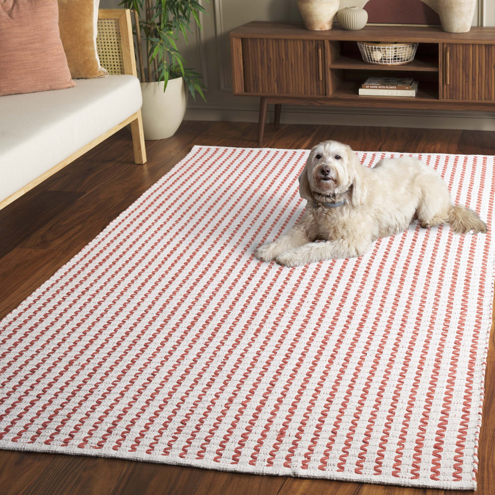 Safavieh Cape Hand-Woven Ivory And Rust Square Area Rug — Scandinavian Geometric Design, Low-Profile Cotton Pile, Durable Elegance 6'-0" x 6'-0" CAP451P-6SQ