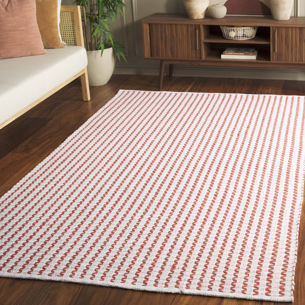 Safavieh Cape Handwoven Ivory And Rust Area Rug — Modern Geometric Scandinavian Flair, Plush Cotton Low Pile 3'-0" x 5'-0" CAP451P-3