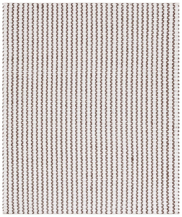 Safavieh Cape Handwoven Round Cotton Rug In Ivory And Brown Geometric Pattern, Low-Profile Modern Appeal 6'-0" x 6'-0" CAP451T-6R