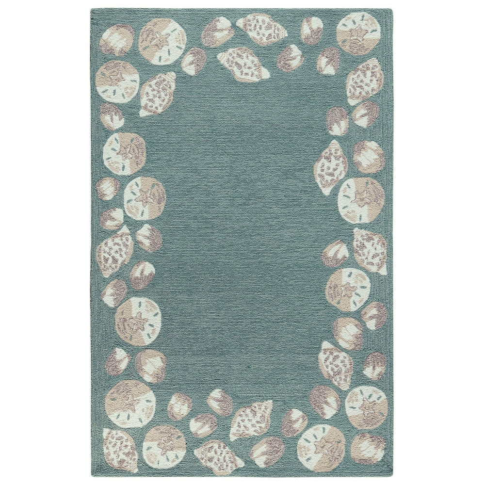 Trans Ocean Liora Manne Capri Seashell Border Handmade Area Rug – Durable Coastal Design For Indoor/Outdoor Spaces Blue Polyester,Acrylic Cap46172304