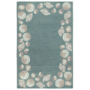 Trans Ocean Liora Manne Capri Seashell Border Handmade Area Rug – Durable Coastal Design For Indoor/Outdoor Spaces Blue Polyester,Acrylic Cap46172304