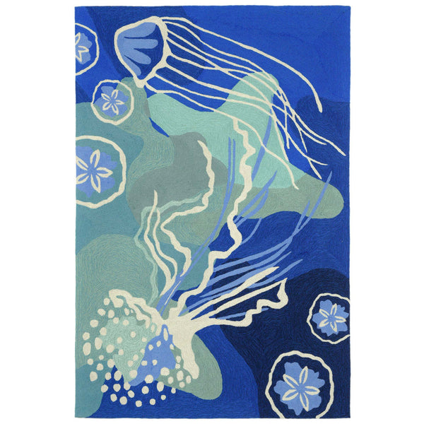 Trans Ocean Liora Manne Capri Jelly Fish Indoor/Outdoor Area Rug - Vibrant Coastal Design For Any Space Blue Polyester,Acrylic Cap46166504