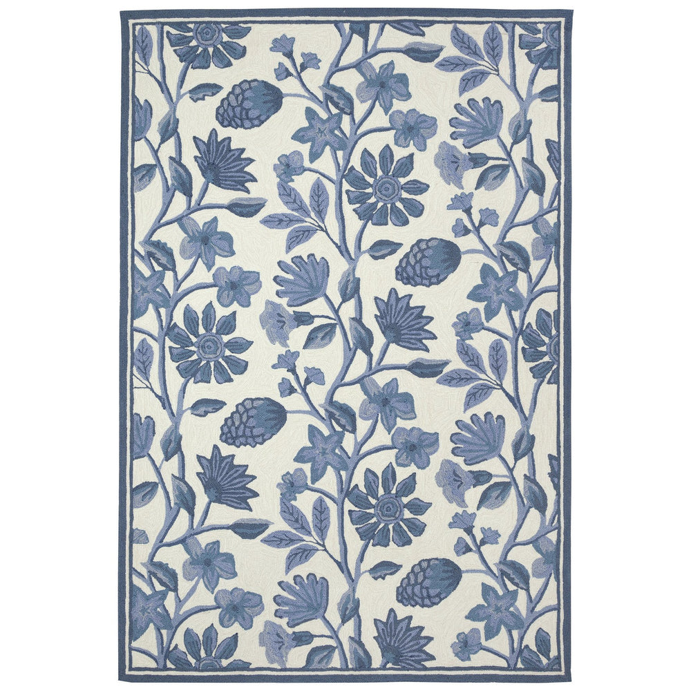 Trans Ocean Liora Manne Capri Floral Vine Indoor/Outdoor Area Rug - Elegant Botanical Design For Home Décor Blue Polyester,Acrylic Cap46173403
