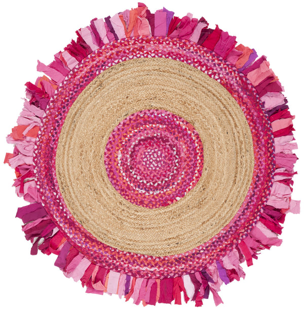 Safavieh Cape Cod Elegant Hand-woven Rug - Premium Cotton & Jute Blend For Timeless Home Décor Appeal Pink ,Natural 70% Cotton,30% Jute Cap701u-7r