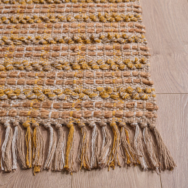 Safavieh Cape Handwoven 5X7 Jute Rug In Gold Natural Stripe — Coastal, Durable 3/8" Pile For Living Rooms CAP871D-57