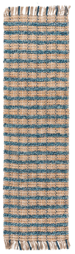 Safavieh Cape Cod 871K Turquoise Natural Hand-Woven Jute Rug 5X7 – Coastal Striped Low-Profile 3/8" Pile CAP871K-57