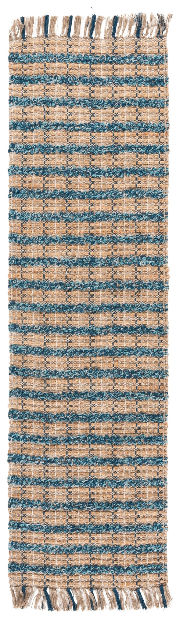 Safavieh Cape Cod 871K Turquoise Natural Hand-Woven Jute Rug 5X7 – Coastal Striped Low-Profile 3/8" Pile CAP871K-57