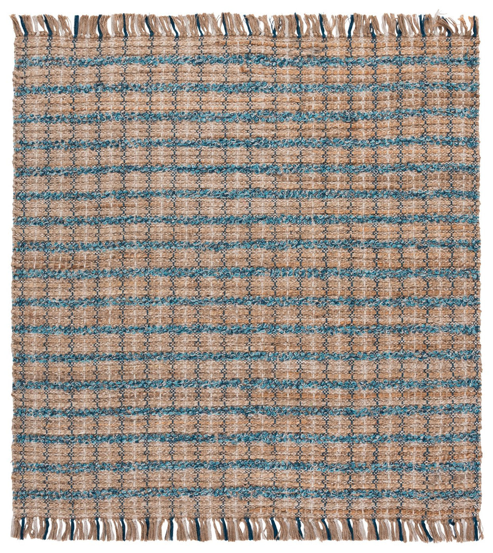 Safavieh Cape Cod 871K Turquoise Natural Hand-Woven Jute Rug 5X7 – Coastal Striped Low-Profile 3/8" Pile CAP871K-57