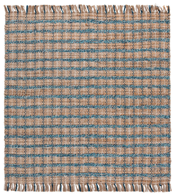 Safavieh Cape Cod 871K Turquoise Natural Hand-Woven Jute Rug 5X7 – Coastal Striped Low-Profile 3/8" Pile CAP871K-57