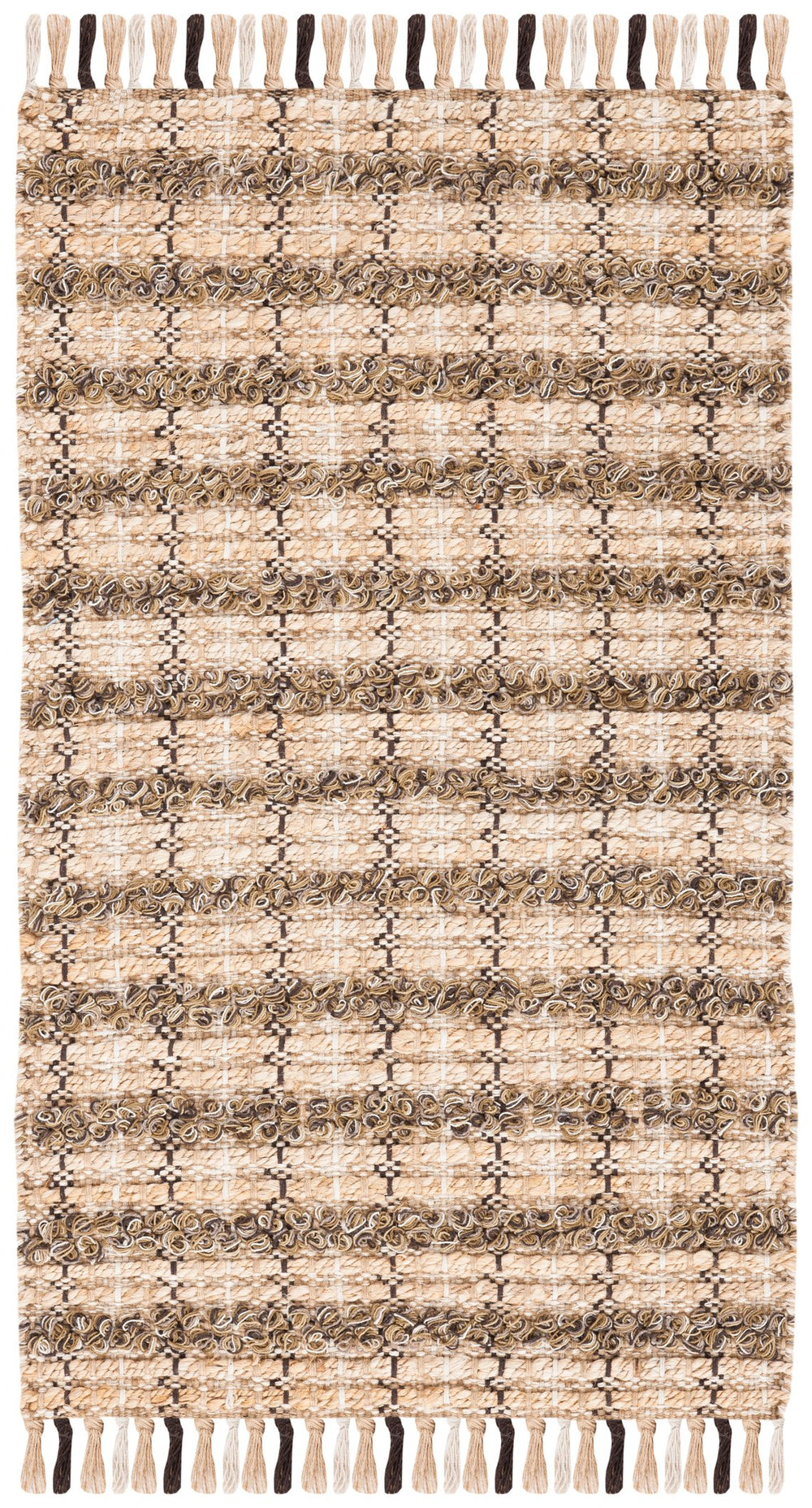 Safavieh Cape Coastal Handwoven Jute-Cotton Rug 5X7 Ft — Brown & Natural Striped, Durable Low-Profile Texture CAP871T-57