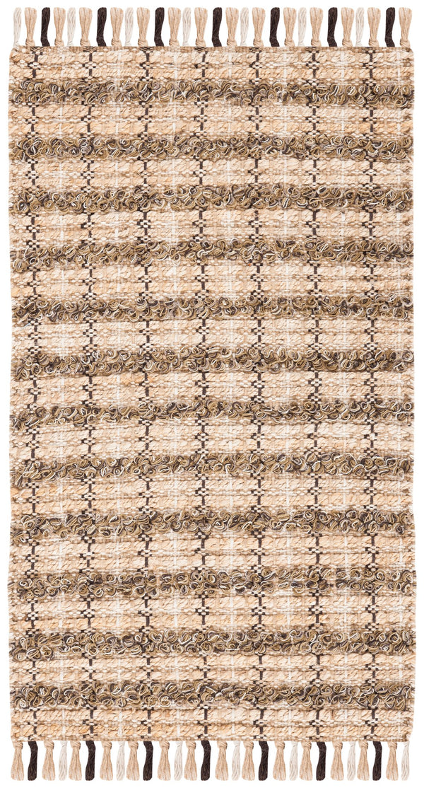 Safavieh Cape Coastal Handwoven Jute-Cotton Rug 5X7 Ft — Brown & Natural Striped, Durable Low-Profile Texture CAP871T-57