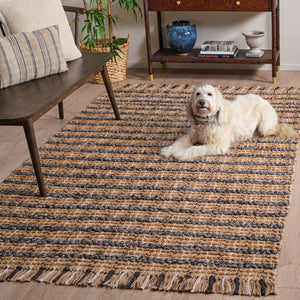 Safavieh Cape Coastal Handwoven Jute-Cotton Rug 5X7 Ft — Brown & Natural Striped, Durable Low-Profile Texture CAP871T-57
