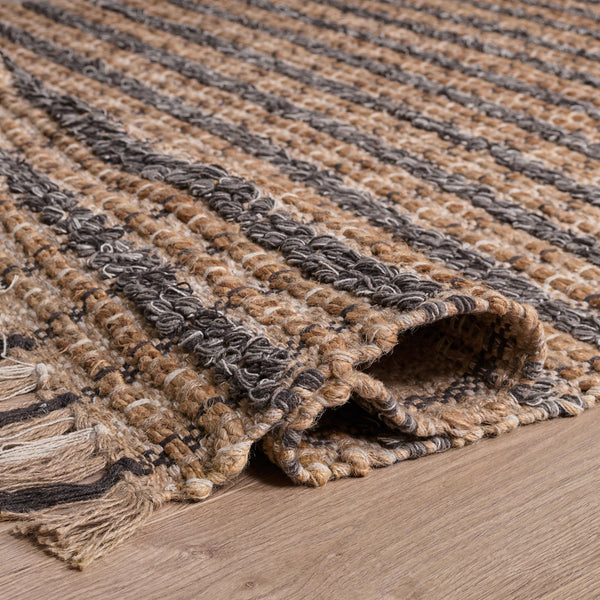 Safavieh Cape Coastal Handwoven Jute-Cotton Rug 5X7 Ft — Brown & Natural Striped, Durable Low-Profile Texture CAP871T-57